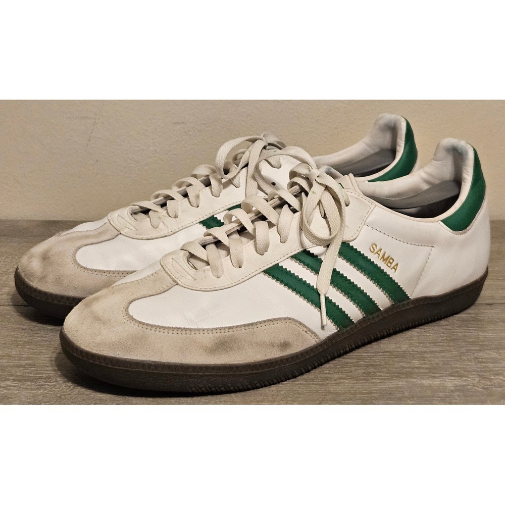 Adidas Samba White Green Leather Sneakers G42701 Mens Size 14